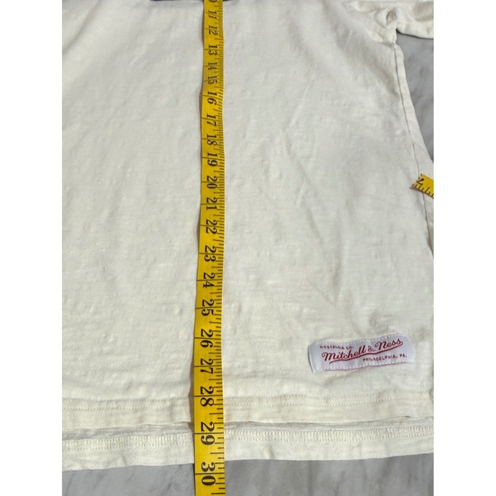 Mitchell & Ness Sporting Goods Embroidered Slub Cotton T-Shirt Cream XL - Picture 9 of 10
